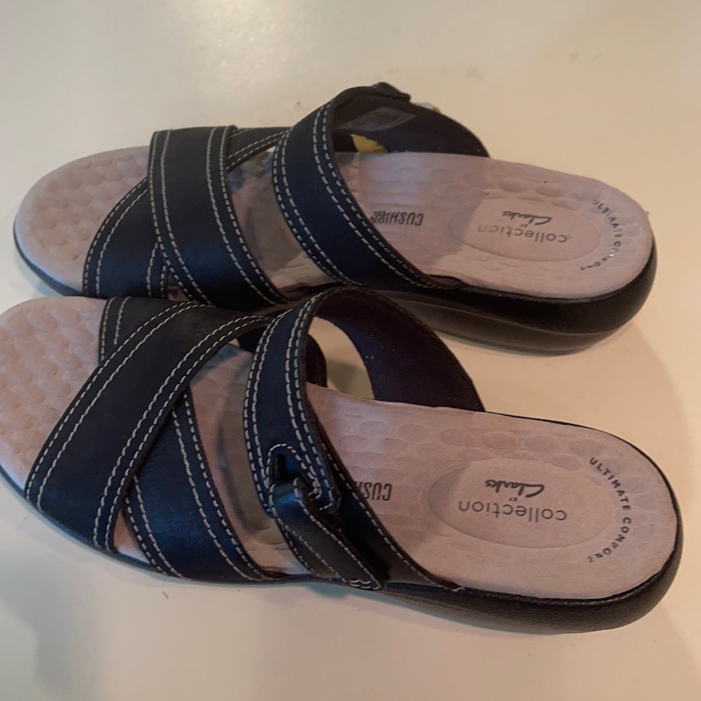 Clarks Collection Leather Slide Sandals